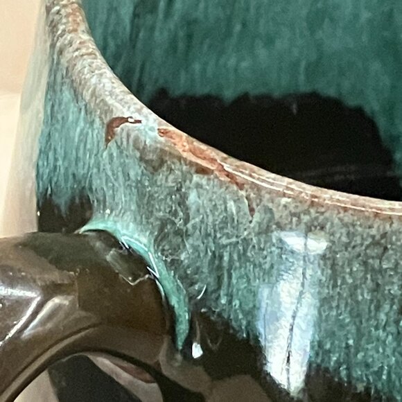 1970’s Canuck Pottery Evangeline Series Green On Black Drip Glaze Mug 8 fl oz - Picture 12 of 12